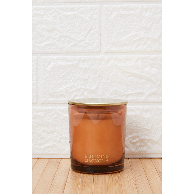 Blooming Mangnolia Glass Candle Jar With Lid
