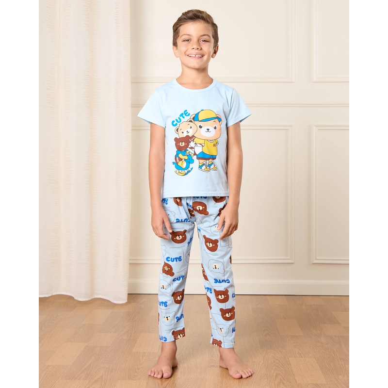 Boys Blue Bears Print Pyjama Set (2 Piece)