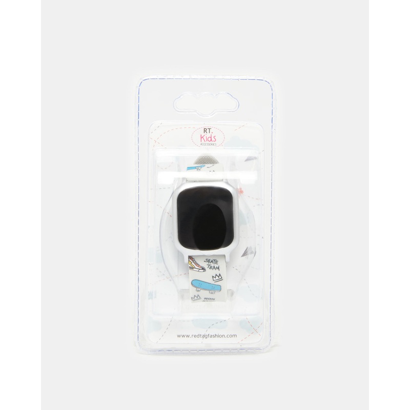 Boys White Skate Printed Digital Watch