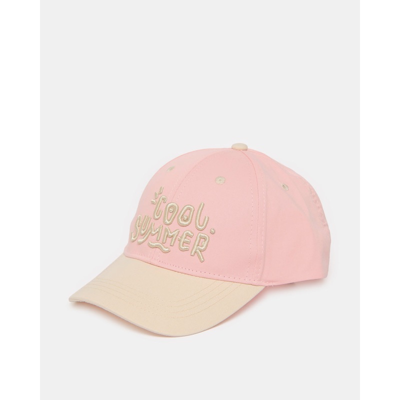 Girls Pink Print Embellished Cap