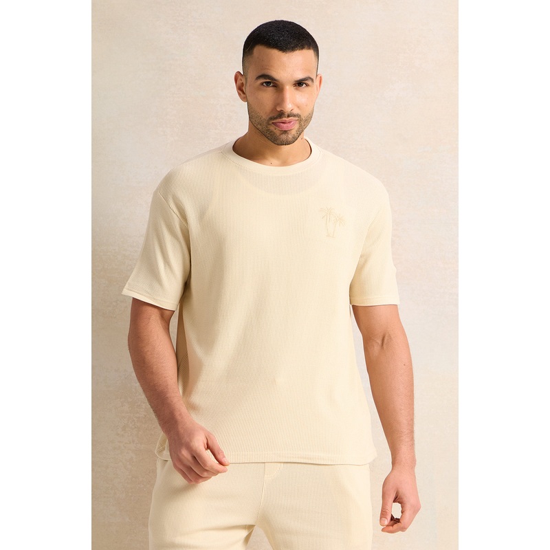 Men Beige Ripped T-Shirt|Small|Medium|Large|X-Large|XX-Large