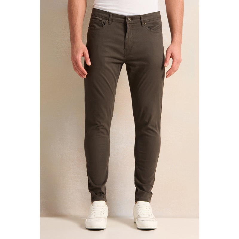 Men Grey 5-Pocket Slim Fit Trouser