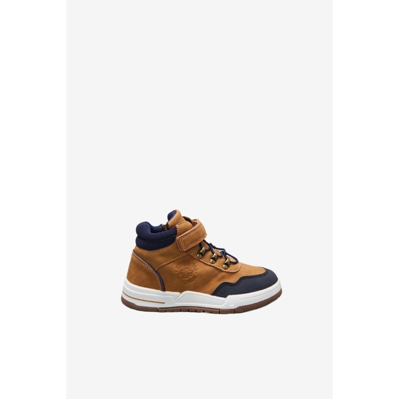 Senior Boys Brown Material Bock High-Top Sneakers