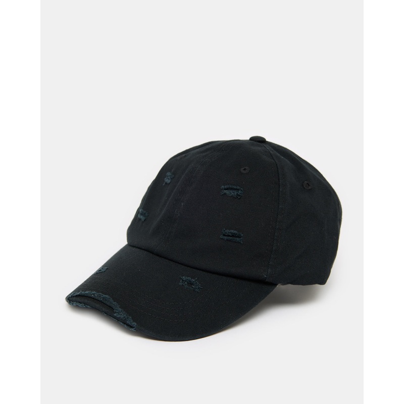 Women Black Denim Ripped Cap