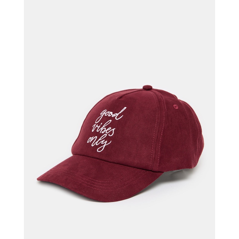 Women Burgundy Embroidered Cap