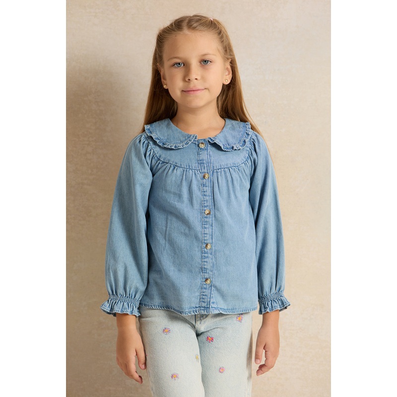 Girls Blue Denim Blouse|2-3 Years|3-4 Years|4-5 Years|5-6 Years|6-7 Years|7-8 Years