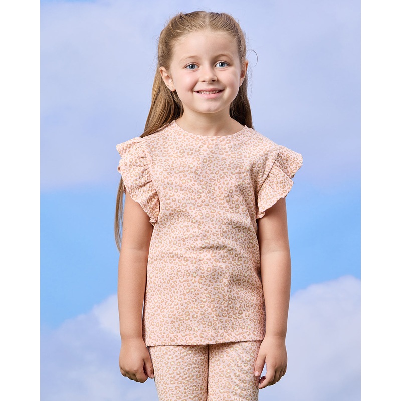 Girls Pink Animal Print Casual T-Shirt