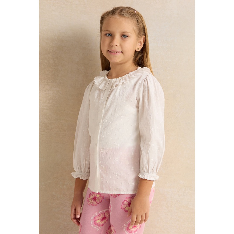 Girls White Jacquard Blouse|2-3 Years|3-4 Years|4-5 Years|5-6 Years|6-7 Years|7-8 Years