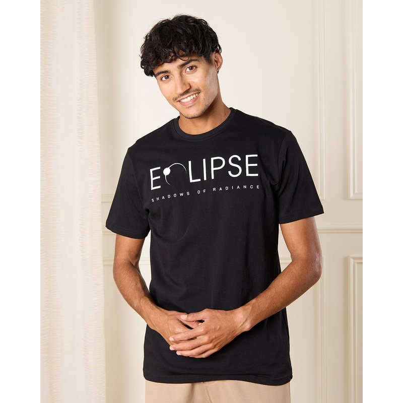 Men Black Eclipse Print T-Shirt