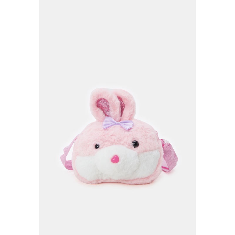 Pink Character Faux Fur Backpack