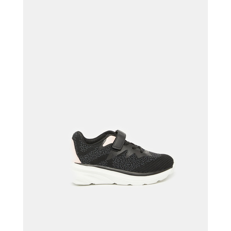 Senior Girls Black Velcro Trainer