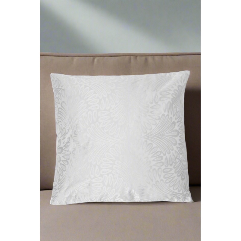 White Floral Print Cushion