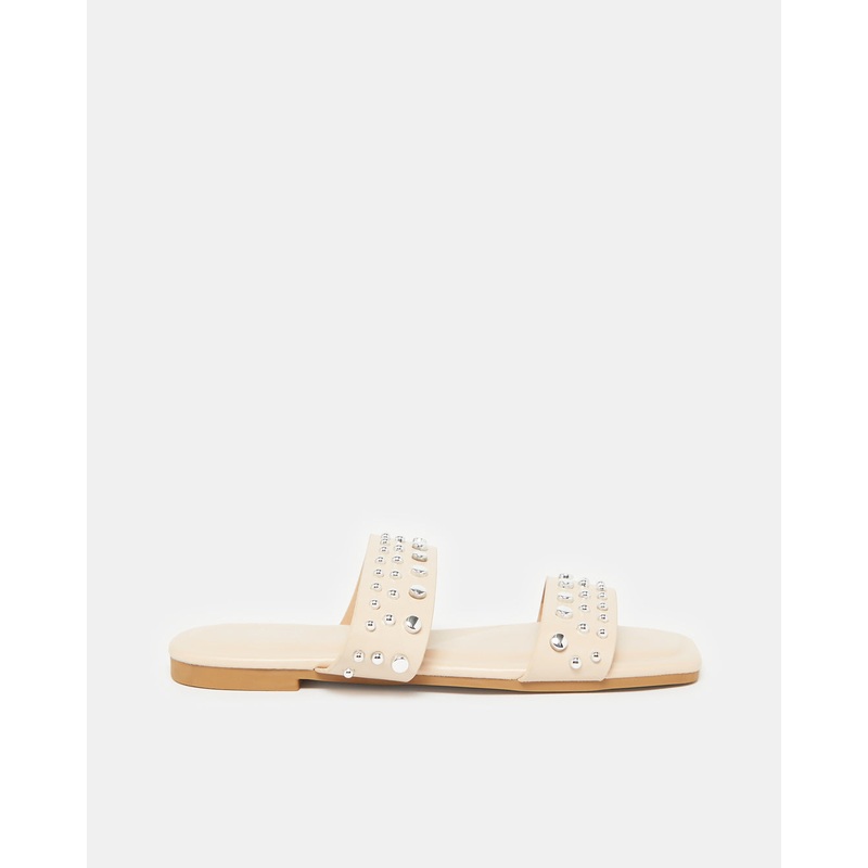 Women Pink Studs Embellished Mule