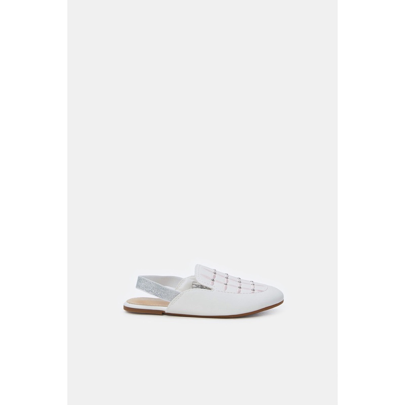 Girls White Embroidery Mule|EU25|EU26|EU27|EU28|EU29|EU30