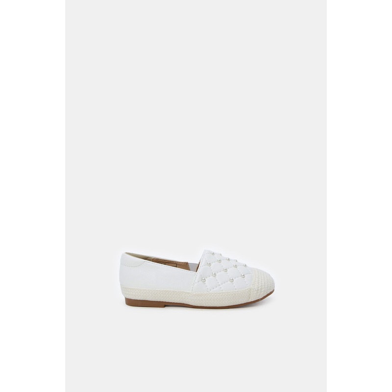 Girls White Pearl Espadrille|EU25|EU26|EU27|EU28|EU29|EU30