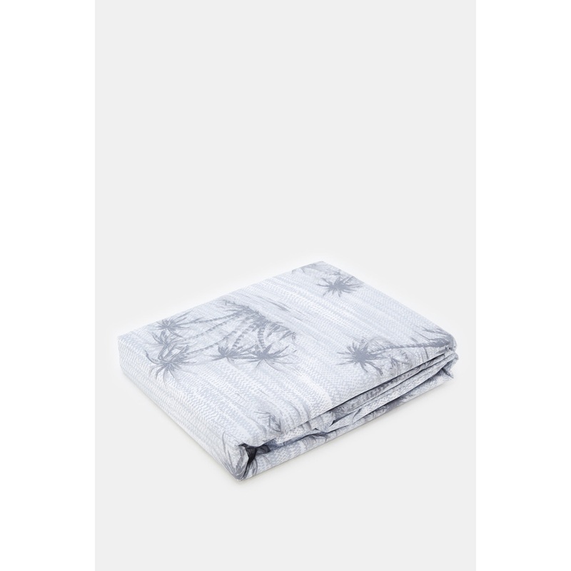 Grey Palm Printed Fitted Sheet (King Size)