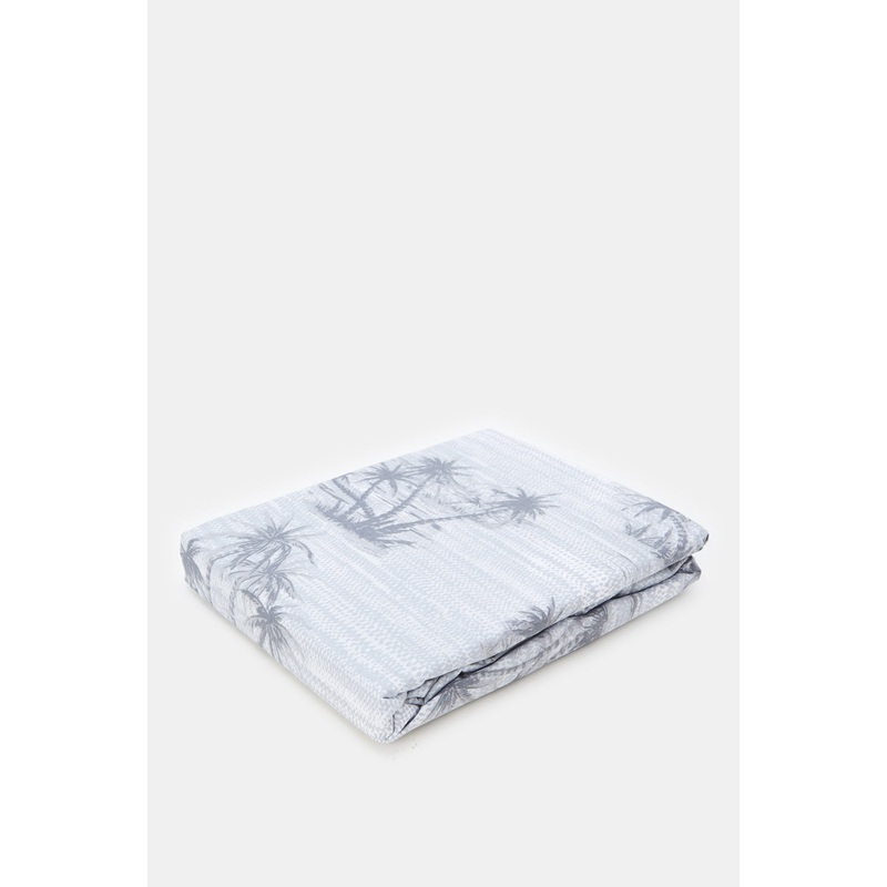 Grey Palm Printed Fitted Sheet (Single Size)