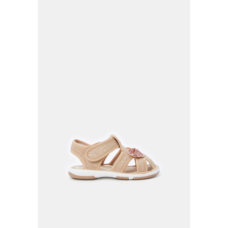 Infant Girls Gold Glitter Embellished Sandals