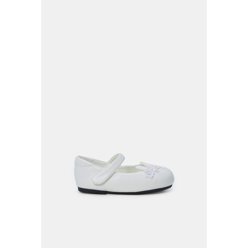 Infant Girls White Floral Embellished Ballerina