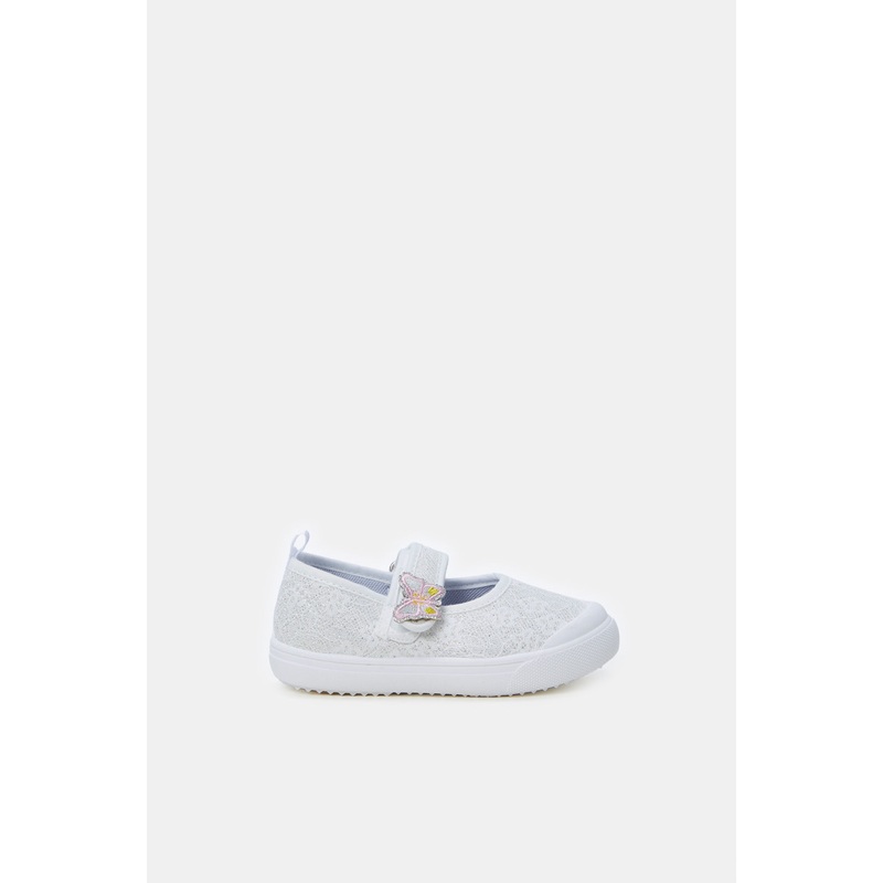 Infant Girls White Lace Velcro Pump