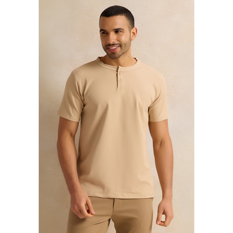 Men Beige Embellished T-Shirt|Small|Medium|Large|X-Large|XX-Large