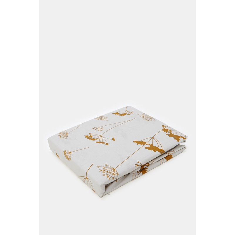 Mustard Flower Printed Fitted Sheet (Double Size)