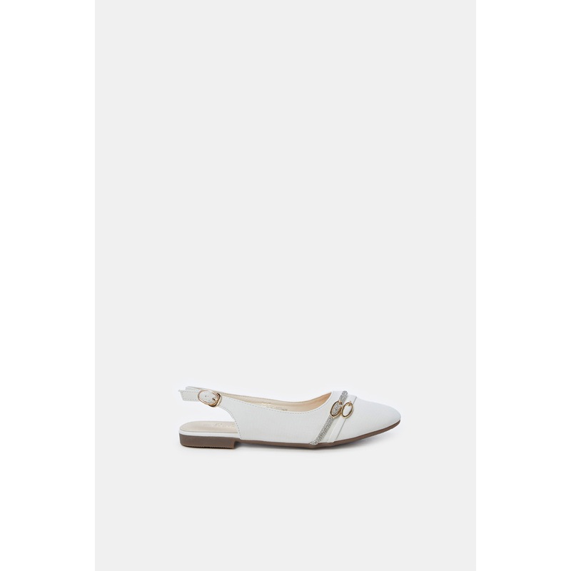 Senior Girls Cream Buckle Mule