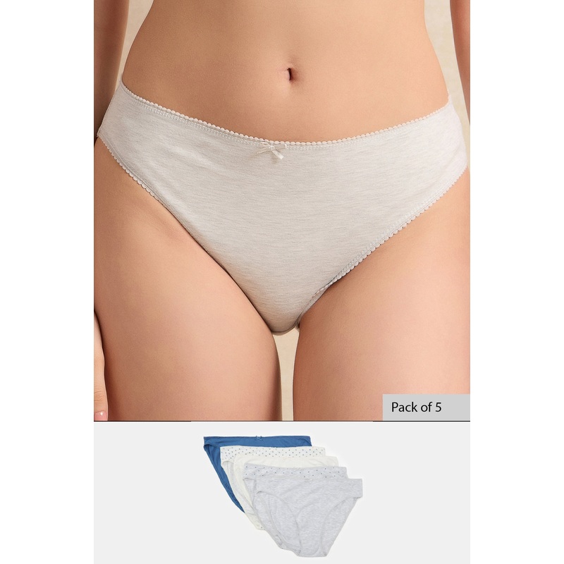 Women Assorted Plain And Print Hi-Leg Brief (Pack of 5)