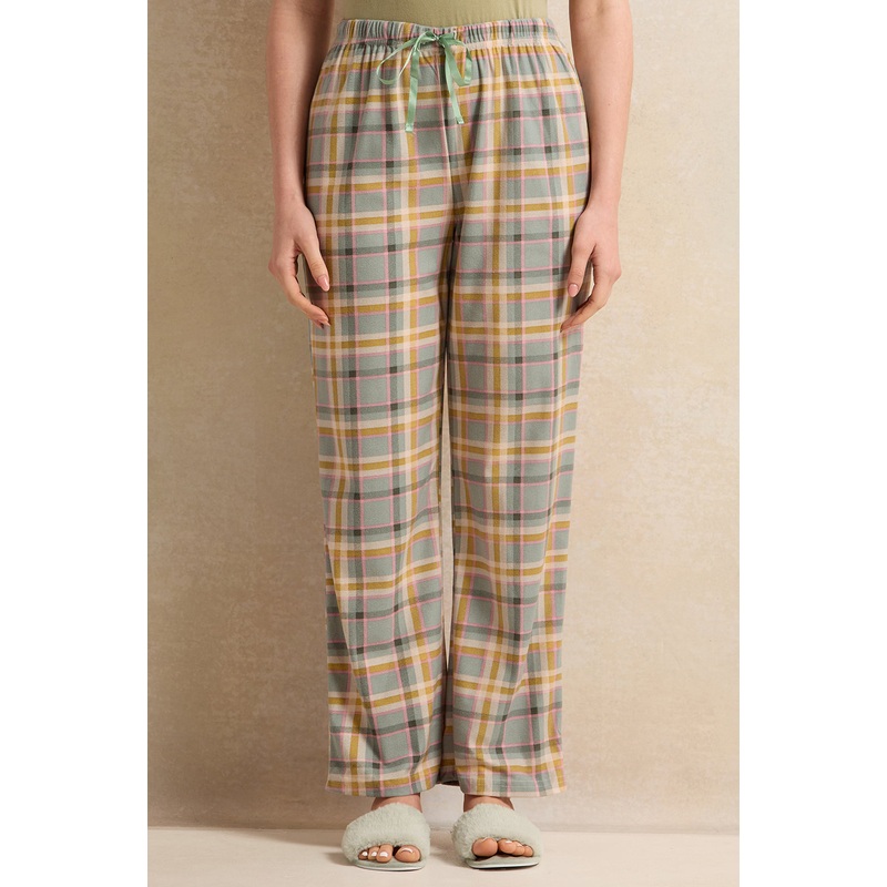 Women Beige Checkered Pyjama Bottom