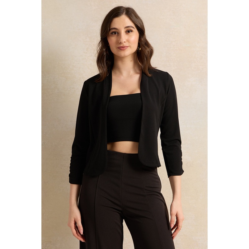 Women Black Cropped Jacket|UK8|UK10|UK12|UK14|UK16|UK18