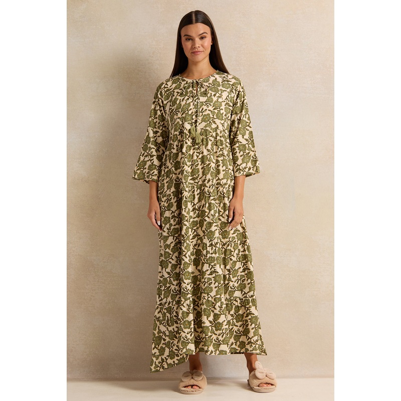 Women Green Bold Printed Nightgown