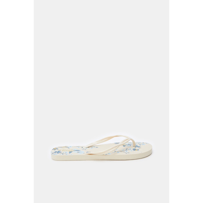 Women Ivory Floral Flip Flop|EU36|EU37|EU38|EU39|EU40|EU41