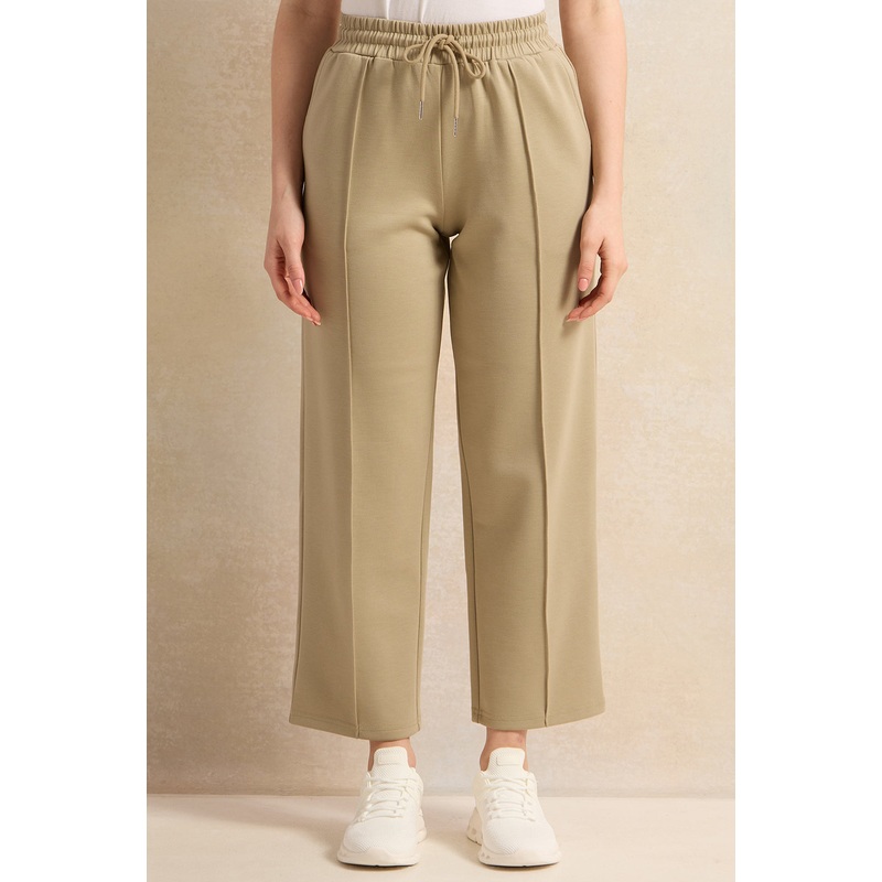 Women Olive Wide Leg Active Pants
