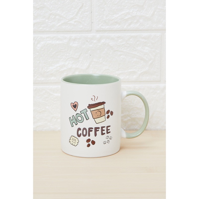 Green And White Hot Coffee Printed Mug