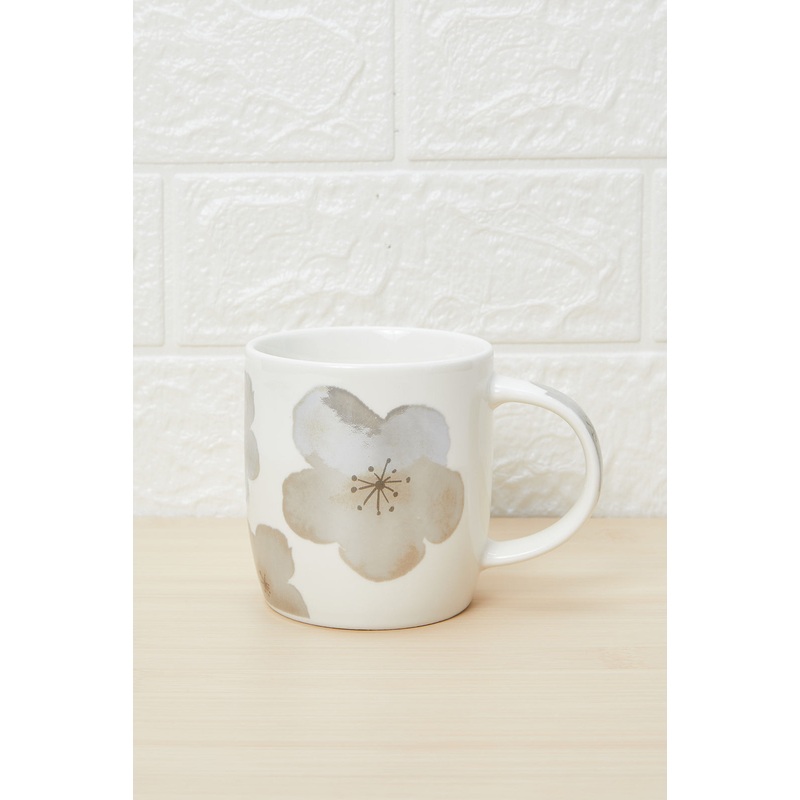 Grey Floral Print Mug