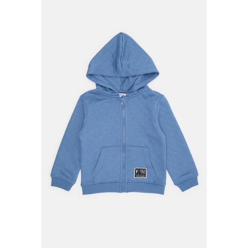 Infant Boys Blue Jacquard Hooded Sweatshirt
