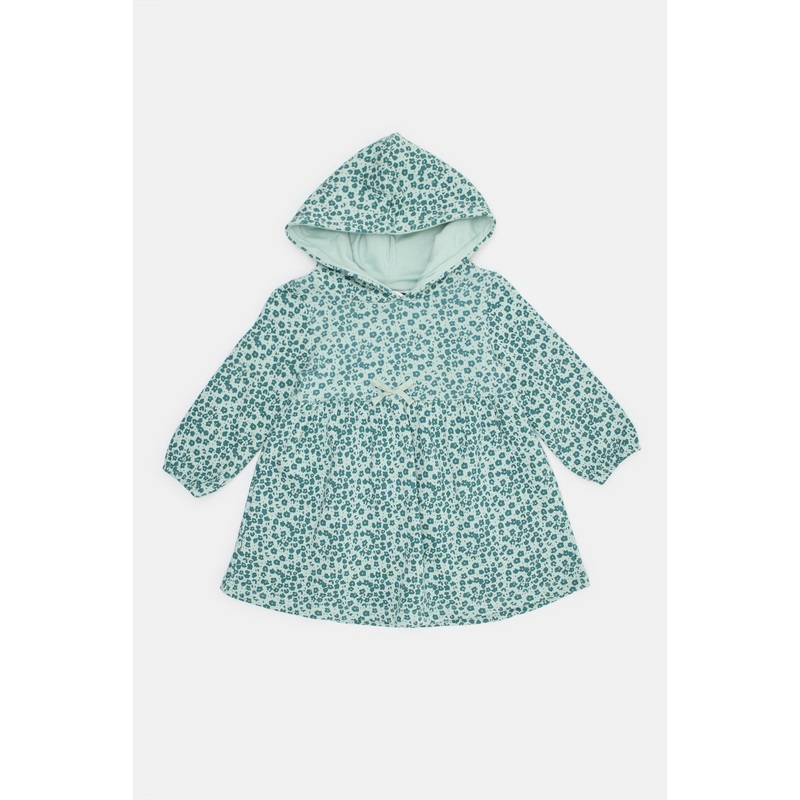 Infant Girls Green Hooded Sweat Dress