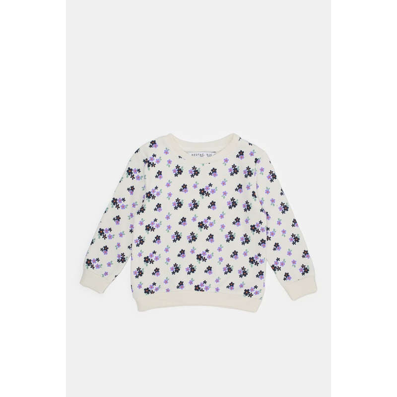 Infant Girls Ivory Floral Printed Sweatshirt
