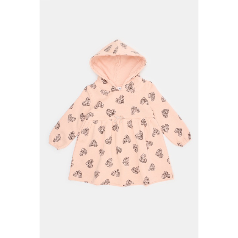 Infant Girls Pink Hooded Sweat Dress