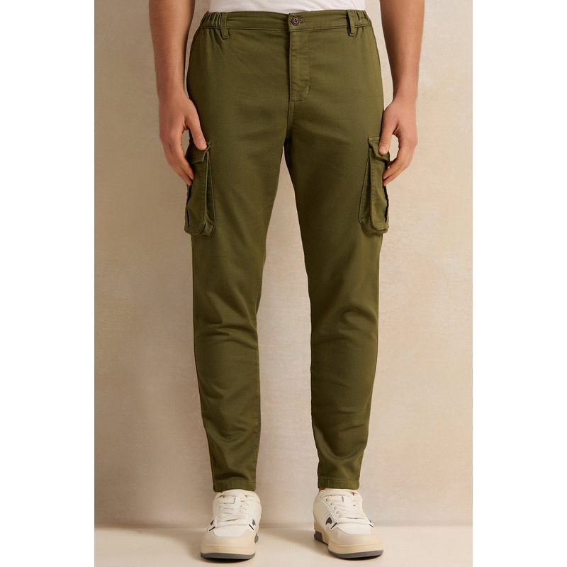 Men Olive Cargo Denim Jogger|Small|Medium|Large|X-Large|XX-Large