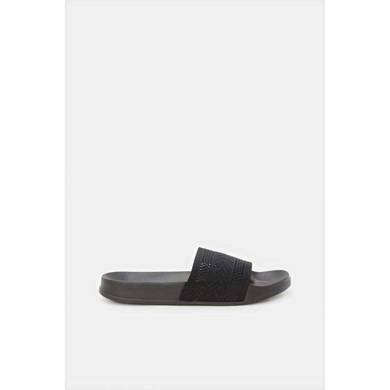 Women Black Embossed Slide|EU36|EU37|EU38|EU39|EU40|EU41