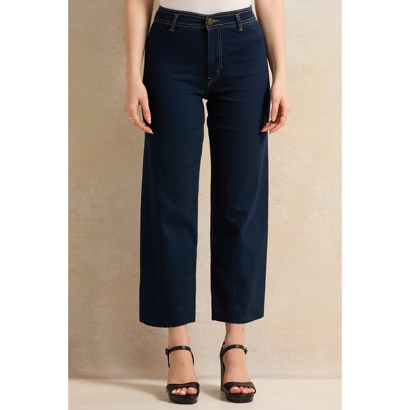 Women Navy Marine Straight Jeans