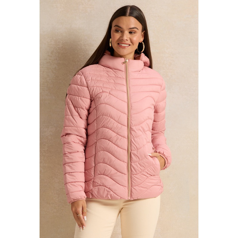 Women Pink Hooded Puffer Jacket