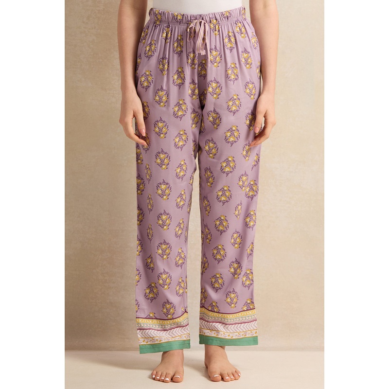 Women Purple Floral Printed Pyjama Bottom