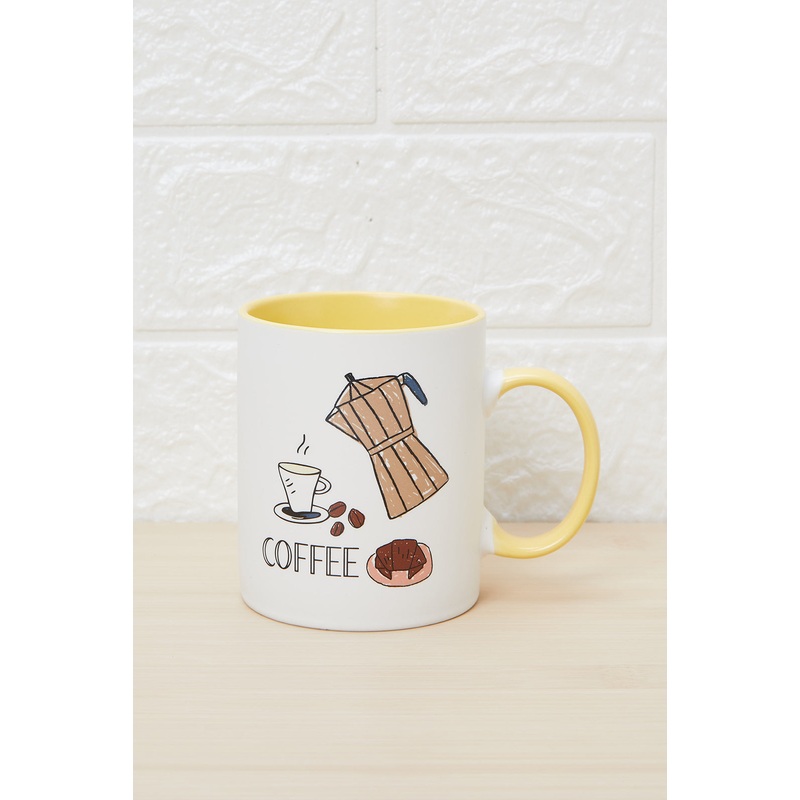 Yellow And White Coffee Mug