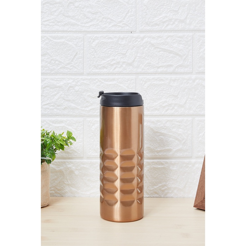 Brown Embossed Travel Mug