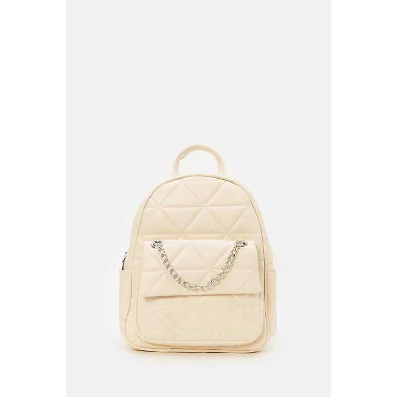 Girls Beige Textured Backpack