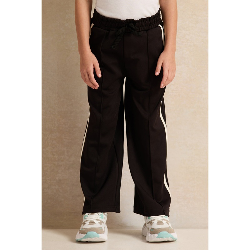 Girls Black Interlock Track Pants