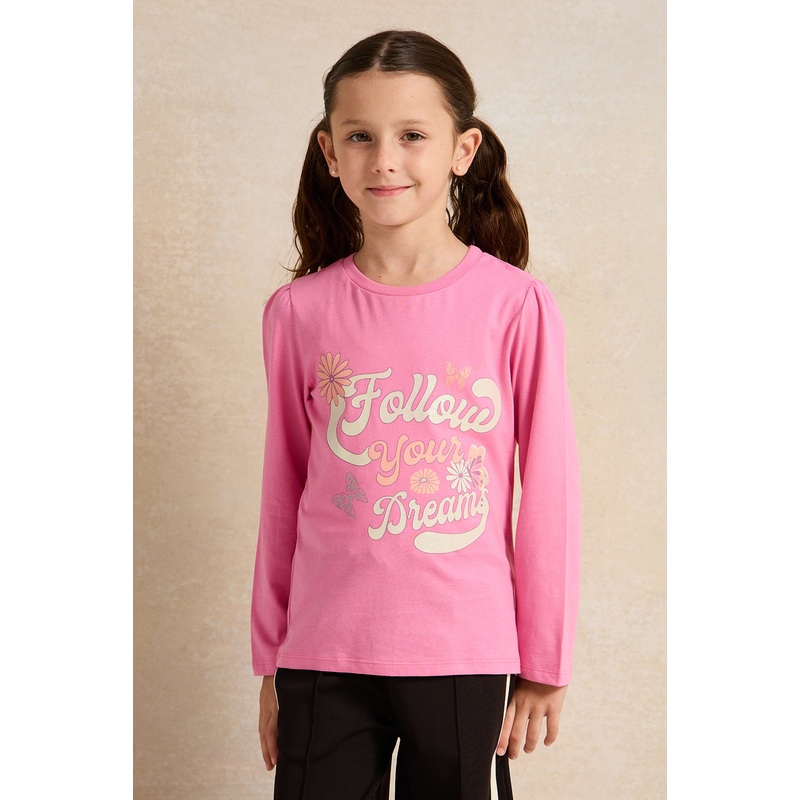 Girls Fuchsia Printed T-Shirt|2-3 Years|3-4 Years|4-5 Years|5-6 Years|6-7 Years|7-8 Years