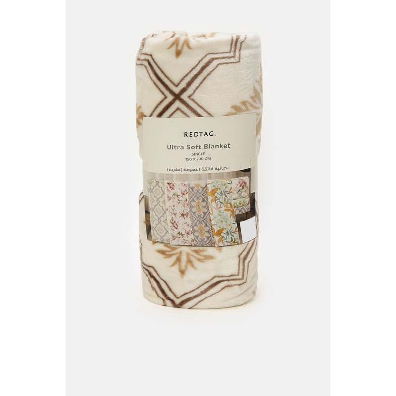 Grey Printed Flannel Blanket (Single Size)